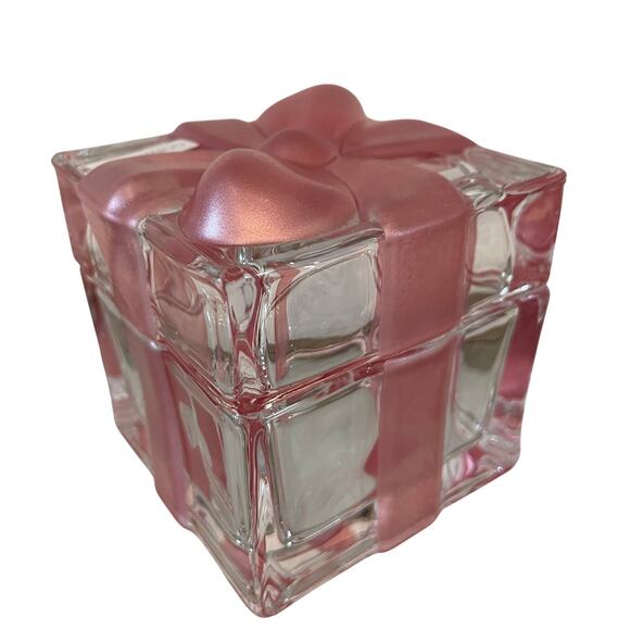 Godinger Crystal Gift Box with Pink Bow Christmas Present Trinket Box - Picture 13 of 16